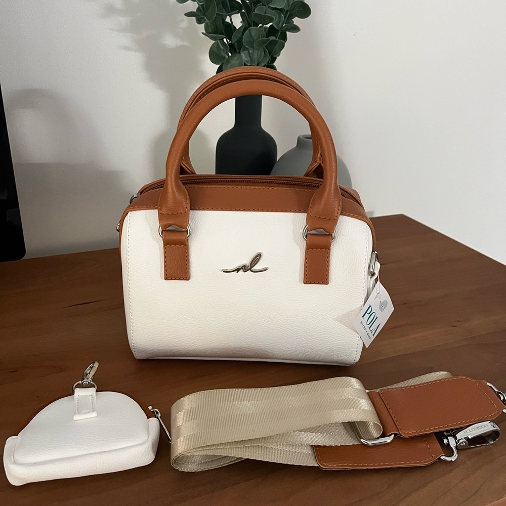 Naty London - Elegant POL Tan and Cream Crossbody Bag